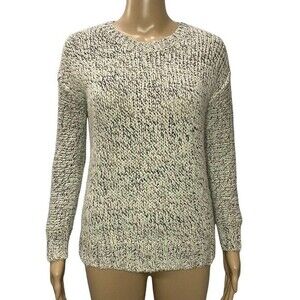 J. Crew Marled Drop-Shoulder Gray/Cream Raw Seam Sweater XXS